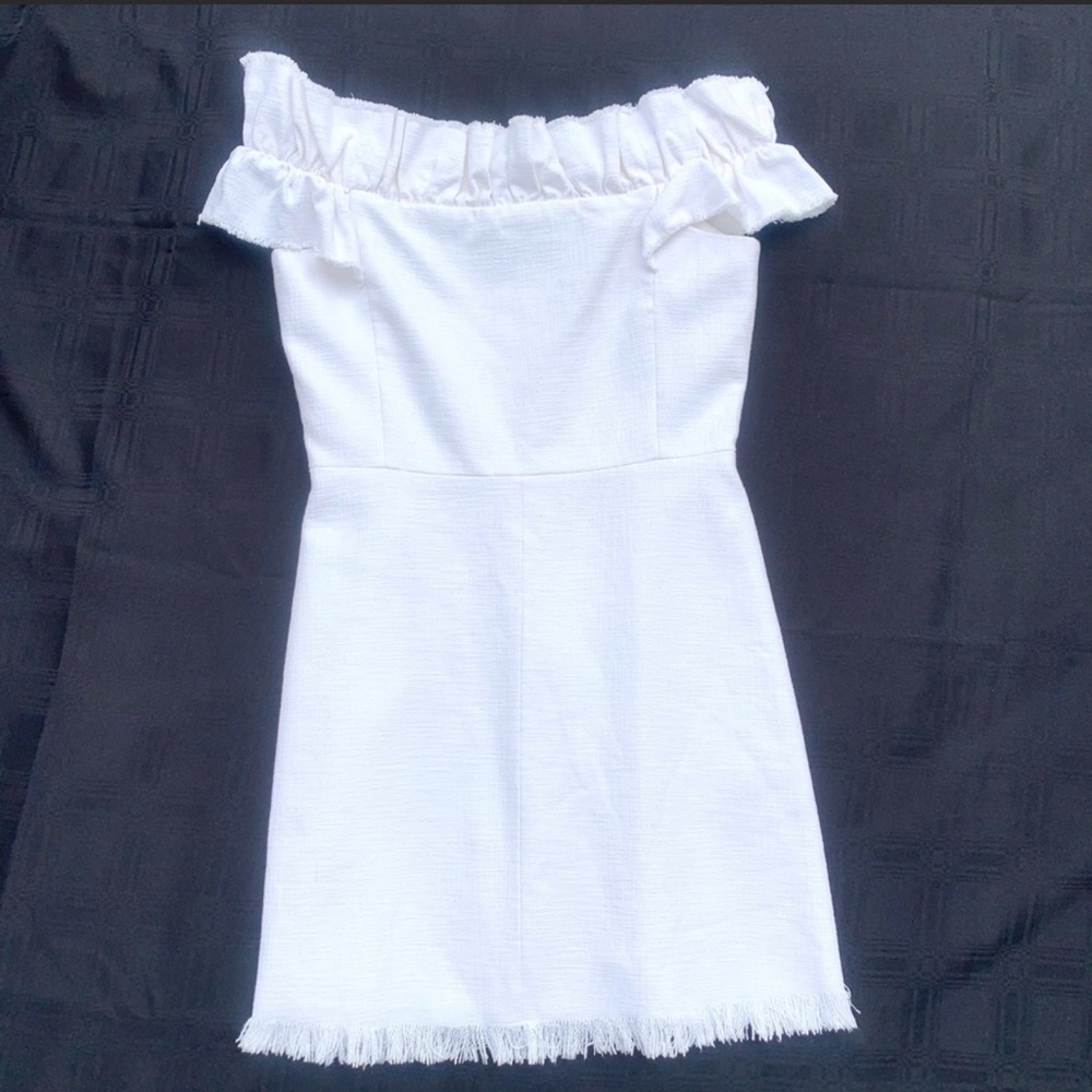 NWT Rebecca Taylor Women’s Winter White Ruffle Wedding Party Dress Size 4 - Picture 8 of 12